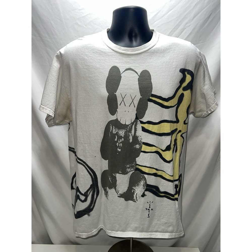 Size M - Cactus Jack x Kaws for Fragment White Tshirt Travis Scott Aged Yellow